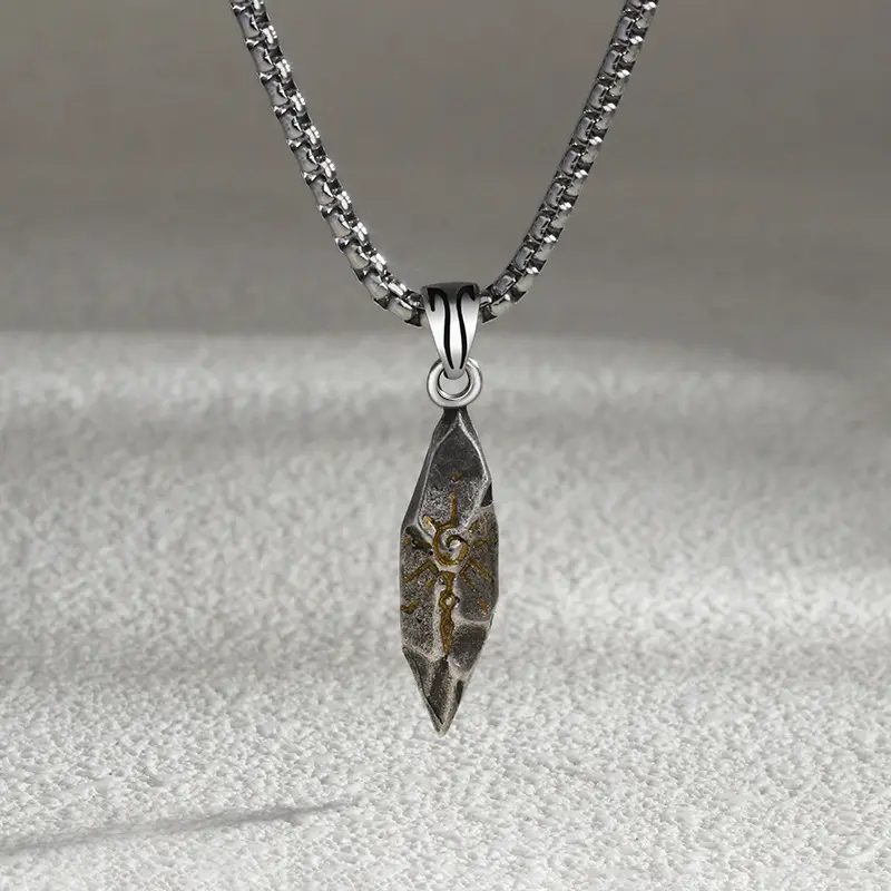 Men's Costume Jewelry Necklace, Casual Hip Hop Copper Chain with Zircon Meteorite-Style Heart Pendant, Male Birthday & Valentine's Day Gift, Hip Hop Sweater Chain, Adults