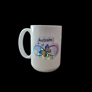 Autism Infinity Symbol Butterfly Holographic 15 Oz Mug with Unique Design and Special Finish Ideal for Daily Use or Gift
