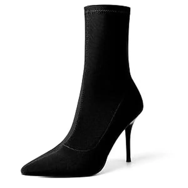 Vivianly Women's Printed Stiletto Ankle Boots, Stylish Pointy Toe Stretchy Fabric Sock Booties, Statement Footwear for Formal Wear, High Heel, Statement Shoes, Ankle Length, Casual & Formal, Elegant, Design, Pointy Toe Glam, Stretch Fabric