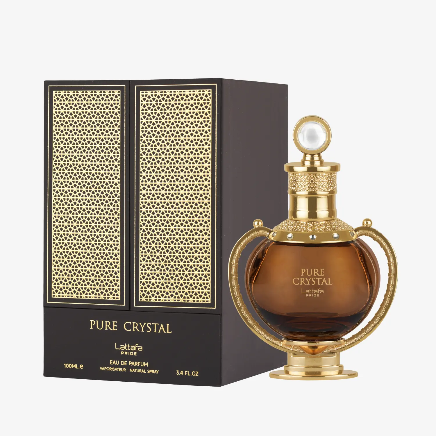 Lattafa Pure Crystal Pride Eau de Parfum - Spicy, Natural Blend EDP, 100ml/3.4oz (4 to 4.9 fl oz), Unisex Fragrance for Women