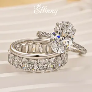 Effinny Jewelry 3.5ct Oval Cut 3PCS Wedding Ring Set, S925 Sterling Silver Bridal Ring, 5A Grade Cubic Zirconia Women's Ring for Travel