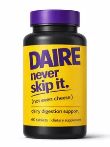 Daire Lactase Enzyme Tablets - Fast-Acting Healthcare Supplements for Lactose Intolerance, Dairy Relief; Take Before Dairy, Milk, Cheese - 60 Tablets