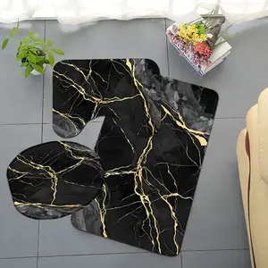 Luxury Marble Bath Mat Set, Soft Comfortable Non-Slip Absorbent Rugs for Bathroom, Bathroom Decor Set, Modern Minimalist Style, 3 Piece Set, Bathroom Mats, Water Absorbent Mat