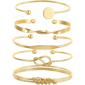 Gold Bracelets Set for Women, Stackable Boho Multi-layered Bracelets, Gold Bangle Bracelet, Multi Layer Stackable Cuff Bracelet Set, Trendy Elegance Charms Non Tarnish Minimalist Textured Boho Jewelry