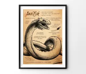 Basilisk Poster, HP Poster, HP Wall Hanging, HP Magic Animal Poster, Potterhead Home Decor, HP Wall Decor, Wizard World Poster, Herbology 438100