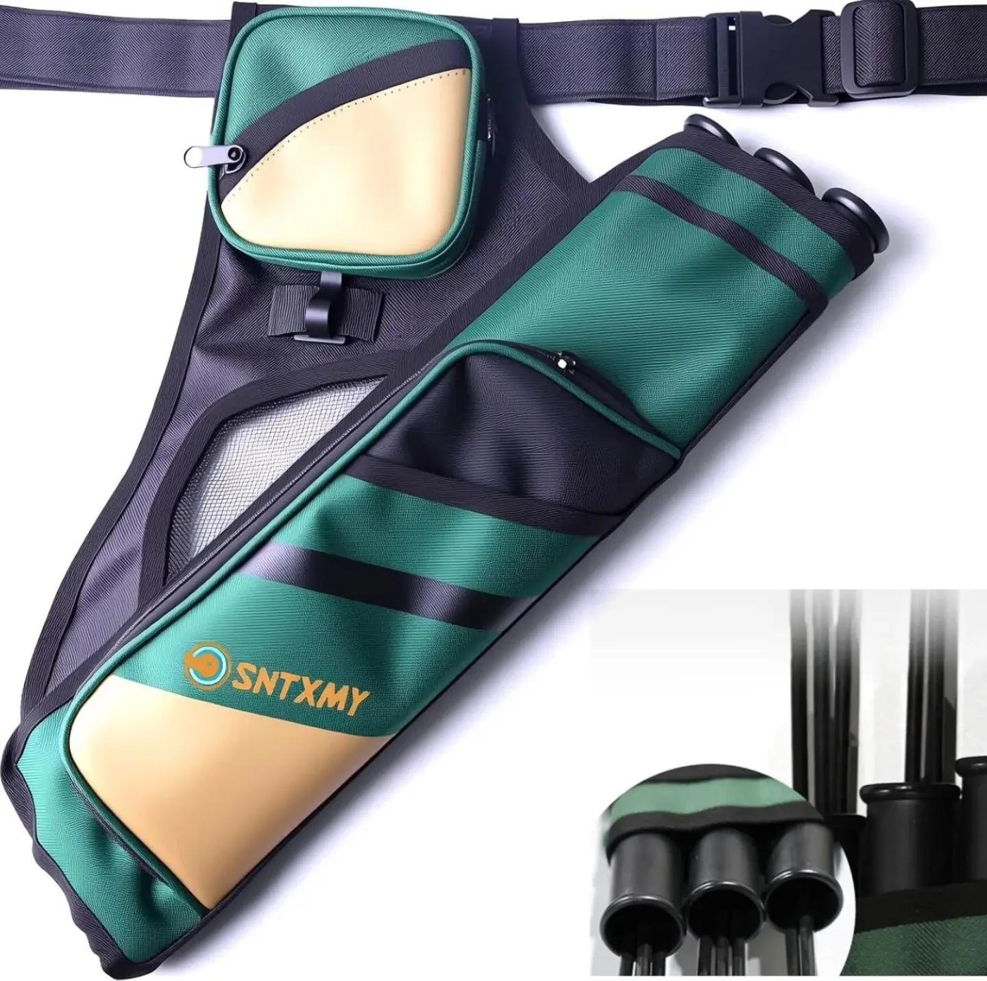 Unisex 3-Tube Durable Archery Hip Quiver for Bows, Adjustable Strap, Multi-Compartment Water-Resistant Zippered Arrow Bag, Lightweight Outdoor Target Shooting Gear, Father’s Day Gift for Beginners, Sport