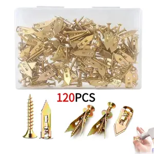 120 pcs Drywall Self-Drilling Anchors with Screw Kit 60 pcs Sheetrock Anchors 0.47 x 1.57 inches & 60 M4 x 35 mm Zinc Screws for Easy Wall Installation Carbon Steel Yellow Zinc Plated