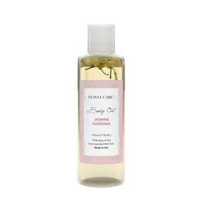 Olivia Care Jasmine Gardenia Body Oil 4 oz - Moisturizing with Vitamins E K & Omega Fatty Acids - Gentle Scent for Daily Use - Delicate Floral Fragrance