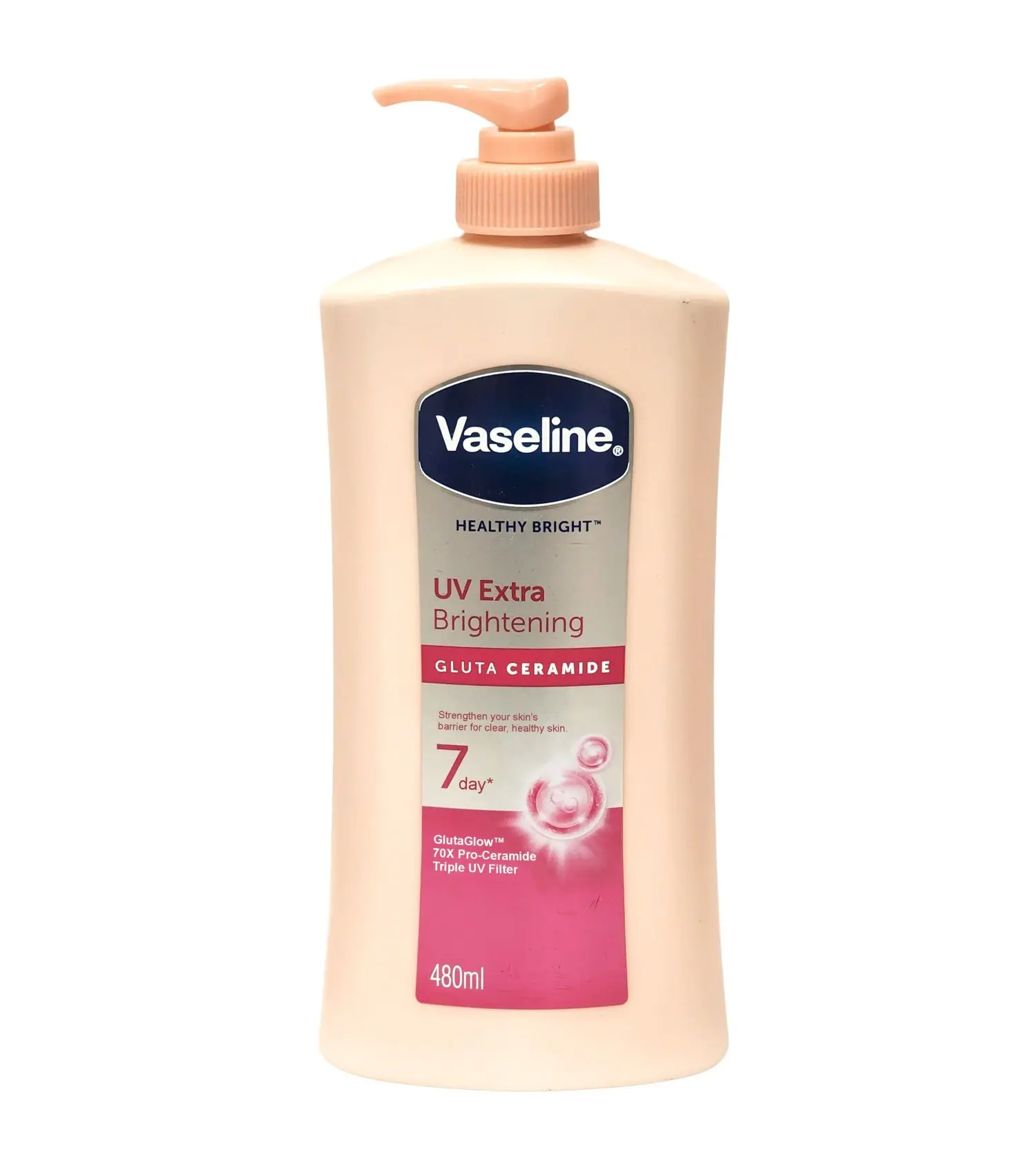 Vaseline Healthy Bright UV Extra Brightening Gluta Ceramide Body Lotion 480ml - Deep Hydration, Gentle for Daily Use body Moisturizer Moisture Intensive