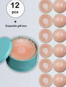 12 PCS Nipple Covers For Women, Reusable Nipple Coverings, Nipple Pasties, Boob Pasties, Reusable Silicone Adhesive Invisible Pasty Nipple Covers For Women With Travel Box