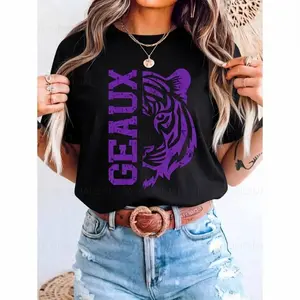 Louisiana Geaux Tigers LSU T-shirt GameDay Womenswear Crewneck Unisex Tops Made in USA  Premium Quality