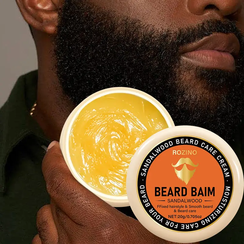 Rozino Sandalwood Beard Balm - Smooth Beard Care Cream for Men's Grooming with Moisturizing Formula