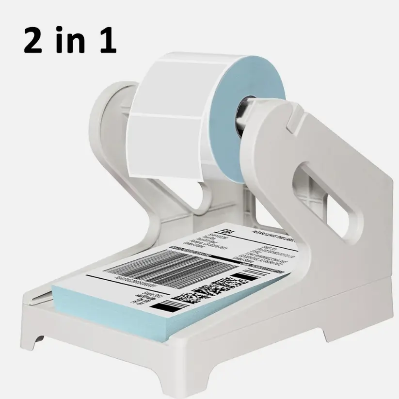 Dual-Use 2 in 1 Thermal Label Holder with Plastic Body, Fits 4"x6" Labels for Printers & Max 5" Rolls, Compatible with Dymo, Zebra, Rollo Printers