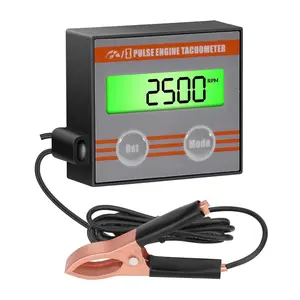 Inductive Tachometer with Clip - Mini Tach Gauge with Hour Meter & Backlight, Multi-Purpose Engine Meter for Lawnmower Compressors Generators Off-Road Cars