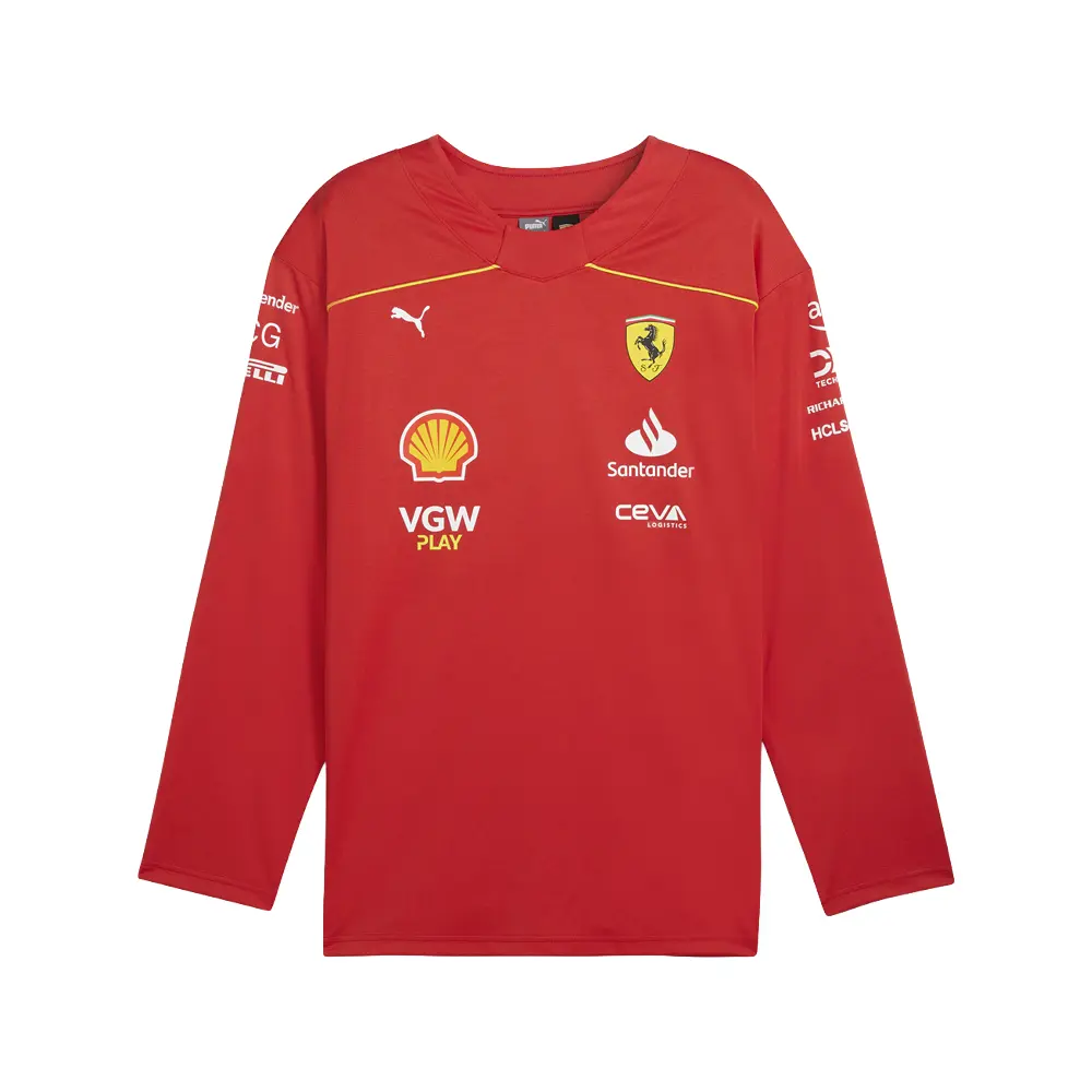 PUMA Mens Scuderia Ferrari Team Hockey Crew Neck Long Sleeve Replica Jersey Casual - Red