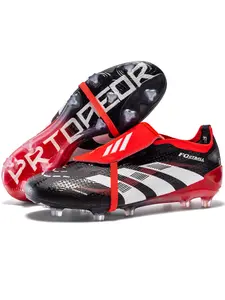 Unisex's Foldable Sporty Football Shoes, Soccer Cleats, Comfortable and Durable Striped Microfiber Upper Football Boots, All Seasons