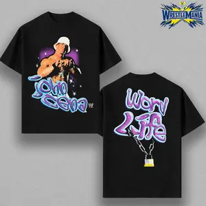 John Cena Shirt You Cant See Me WWE Graphic Tee Word Life Streetwear Y2K Vintage Wrestling Shirt Viral Hype Unisex Oversized Tee