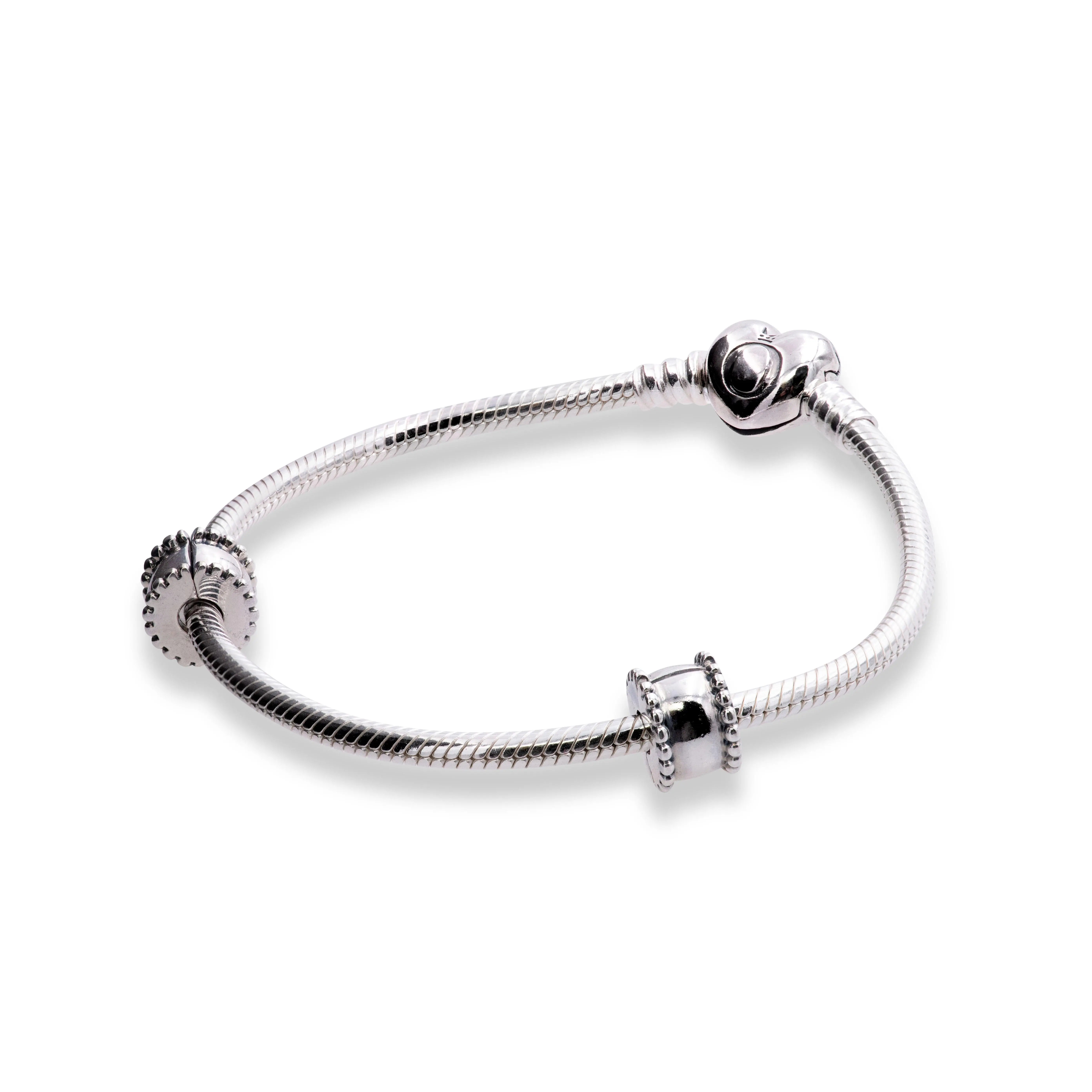 Pandora Women Iconic Heart Bracelet Set with 2 Clips & 1 Charm Jewelry USB795219