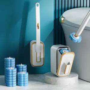 Wall-mounted Toilet Brush Set, 1 Set of Toilet Brushes, Includes 18 Disposable Replacement Brush Heads and Holder, Bathroom Cleaning Tools drainage Pad Scrubber/24 replacement packs are available for individual purchase.