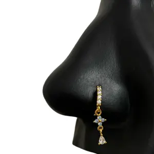 Statement Gold Dangle Diamond Luxe Nose Hoop