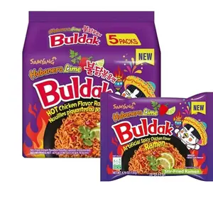 Samyang Buldak Habanero Korean Spicy Ramen Noodles - 5 Packs, Korean Pantry Food, Asian Instant Ambient Meal, Quick-Prep Option for Outdoor Activities, Buldak Ramen Noodles