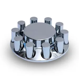 TORQUE Front Axle Wheel Cover Cylinder Hubcap 33mm for Semi Truck (Chrome Plated ABS Plastic) (Universal Fit) (TR134-TWC)