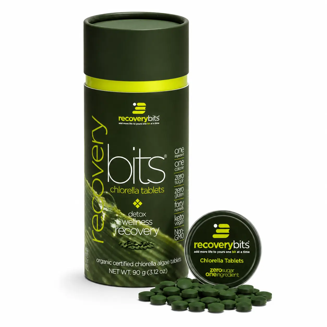 RECOVERYbits Chlorella Tablets | 1000 Tablets | Detox, Cellular Recovery & Gut Health Support | 100% Pure Chlorella Algae | Whole Food Superfood Supplement