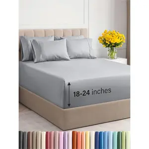 Extra Deep Cal King Sheet Set - 6 Piece Breathable & Cooling Sheets - Hotel Luxury Bedding Set w/18-24 Inch Extra Deep Pockets - Easy Fit - Super Soft, Wrinkle Free & Comfy - Steel Blue, Cal King Size