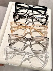 New 5-Piece Cat-Eye Frame Classic Elegant Modern Simple Style Women's Transparent Lens Glasses Set, Outdoor Travel Daily Use Gift Eyeglasses Set