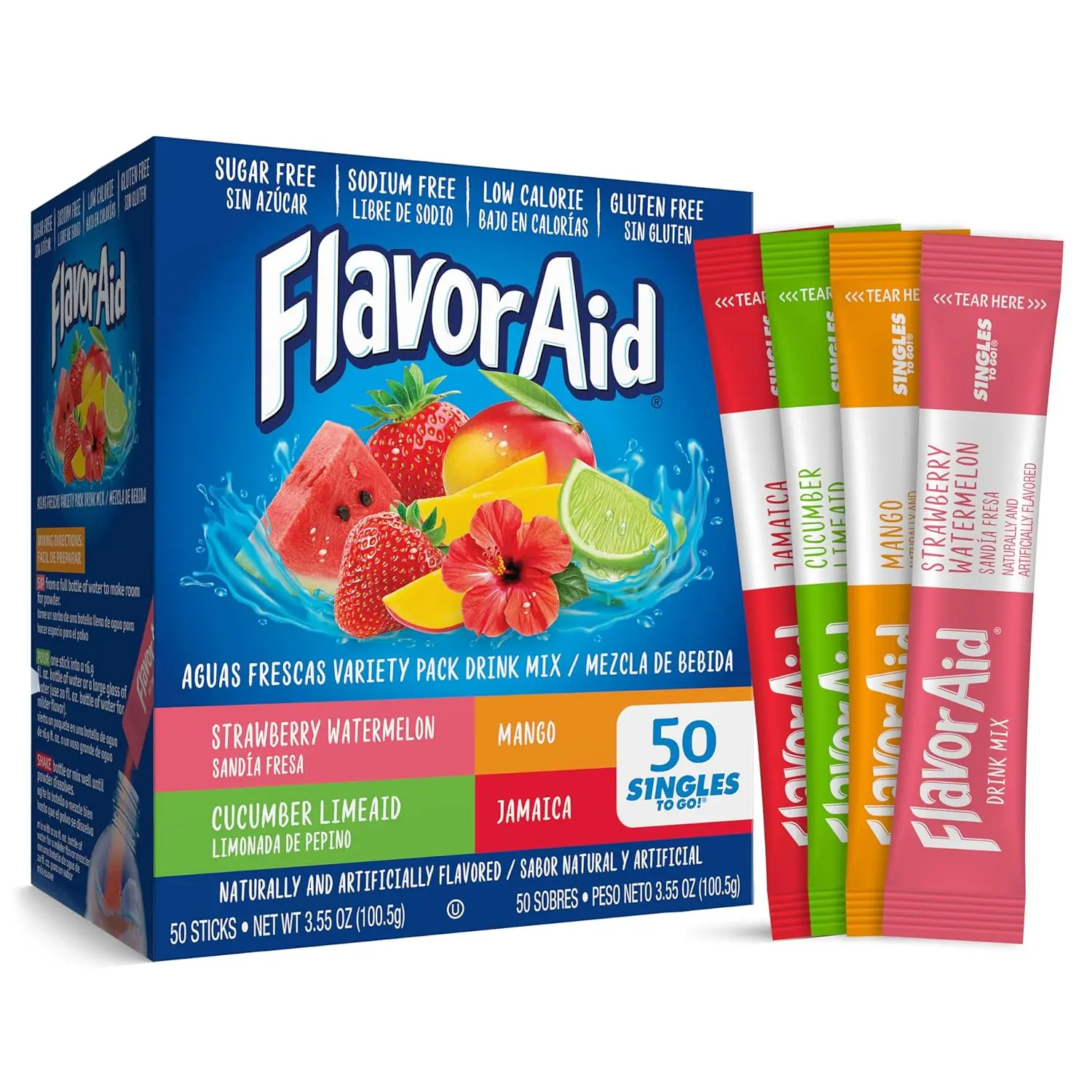 Flavor Aid Aguas Frescas Singles To Go Powdered Drink Mix, 50 Packets