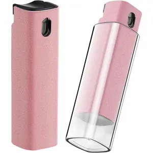 Screen Cleaner, All-in-One Spray & Wipe Cleaner, with Transparent Protective Shell For All Phones,Laptop,Tablet Screens (Pink)