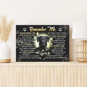 2D Flat, Personalized Photo Pet Memorial Canvas Print - Picture & Text Pet Loss Sympathy Gift Suitable for Dog or Cat Remembrance, Vertical Wall Hanging for, Bedroom, Office - Contemporary Deco Frameless Photo Display home decor