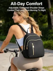 Black Casual Backpack, Simple Solid Color Lightweight Backpack for Men Women, Durable Practical Daypack for Outdoor Activities Daily Leisure Travel Commute