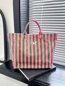 Elegant striped tote bag with high "appearance value", lightweight handbag, casual commuter bag, fashionable shopping bag, suitable for commuting, large capacity, portable, perfect for travel and beach use