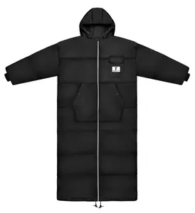 Black Fur Lined Long Sleeve Sleeping Bag Jacket S-L