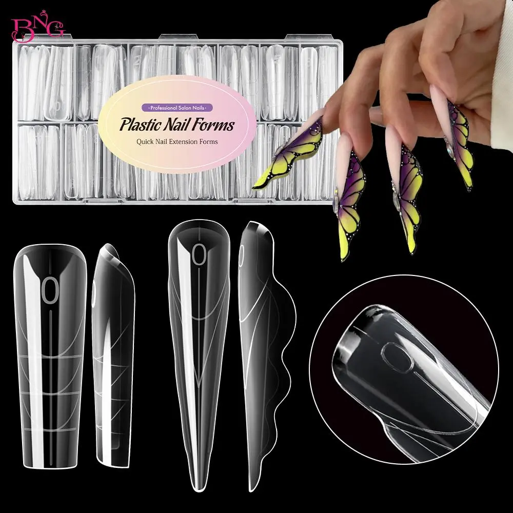 BNG 150Pcs Butterfly Wings Dual Nail Forms Acrylic Reusable Nail Extension Molds With Internal Scale Markings Manicure Tools
