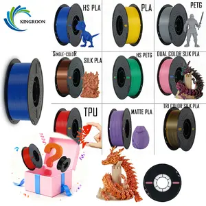 KINGROON 3D Printer Filament Clearance, 1.75 mm Single Spool, Choose Material Type, Random Color, PLA / PETG / High-Speed PLA / High-Speed PETG / Silk / Dual Color / Tri Color / Matte PLA dimensional accuracy