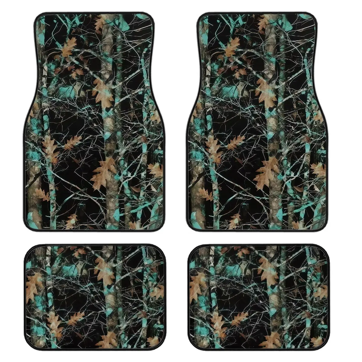 4-Piece Camouflage Car Floor Mats Set, Universal Fit, Crystal Velvet, Full Coverage, for Sedan, Truck, Suv, Car Interior Accessories