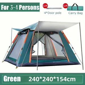 Automatic Outdoor Park Tent 3-4 People Beach Thickened Rain Camping Tent Portable Folding Four-sided Tent