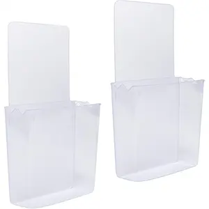 Remote Holder Wall Mount Damage-Free (2 Pack), Clear and Strong Self-adhesive Universal Media Organizer Storage Box for Mobile Phone,Remote Control,Keys,Pens etc