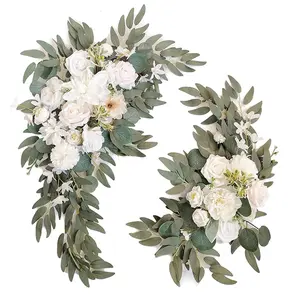 Artificial Flower Arch Kit, 2 Counts/set Lifelike Artificial Flower Romantic Elegant Faux Flower Arch Kit, Decorative Flowers for Wedding Ceremony & Reception, Artificial Rose Bouquet, Faux Floral Garland
