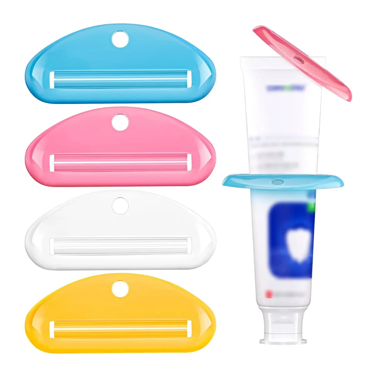 4PCS Toothpaste Tube Squeezer, Reusable Tube Roller for Bathroom & Cosmetics