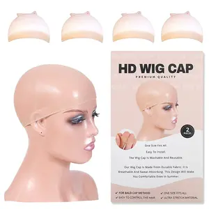 Ashine Ultra-Thin HD Wig Cap for Unisex - Breathable, Transparent and Sweat-Absorbent Nylon Material - Natural Skin Tone Match - 2 Pcs Pack
