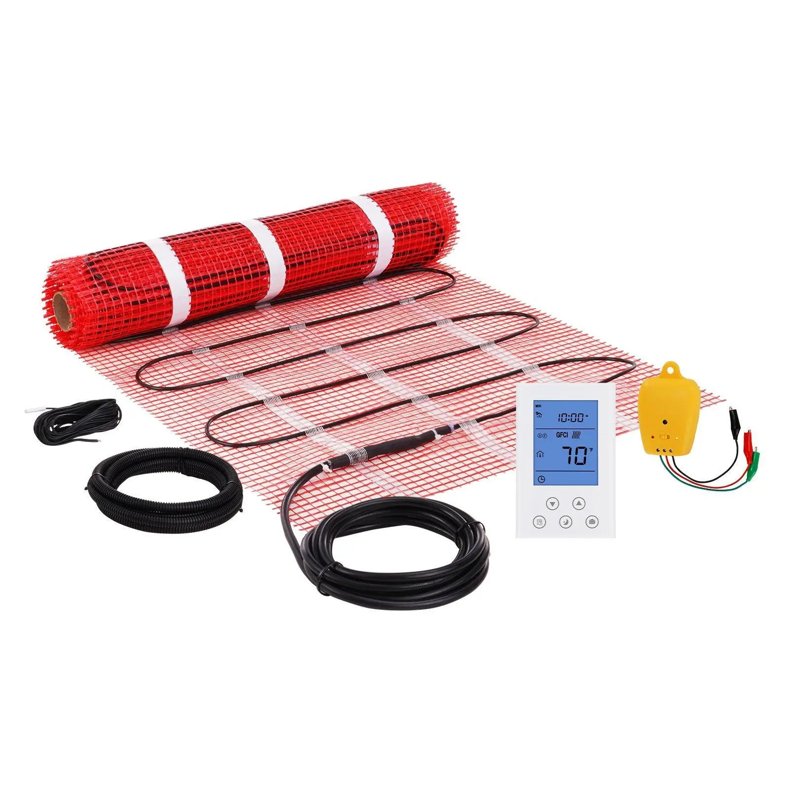 VEVOR Floor Heating Mat,  20 Sq. ft, Electric Radiant In-Floor Heated Warm System with Digital Floor Sensing Thermostat, Includes Installation Monitor, Adhesive Back for Easy Installation on The Floor#BacktoSchool