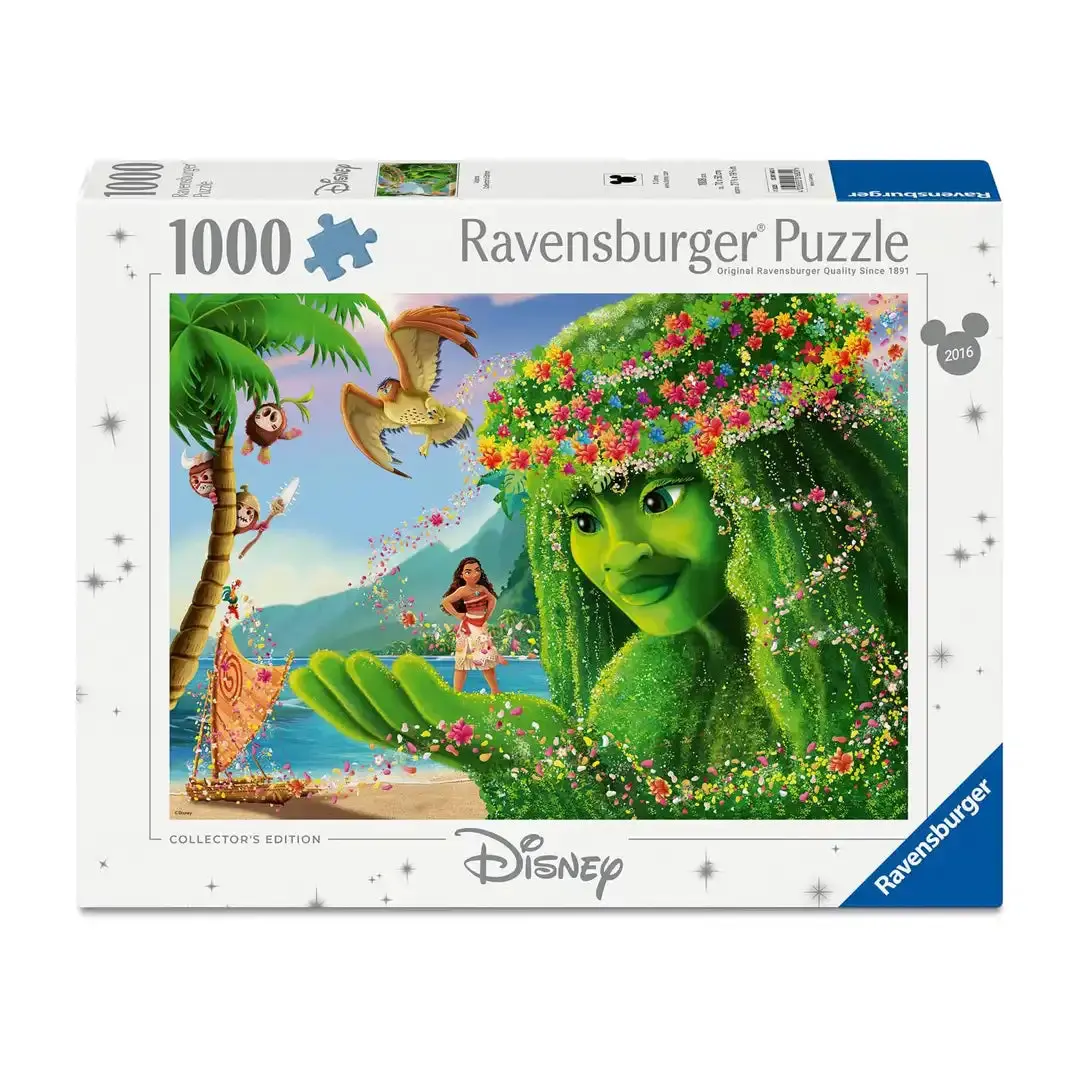 Ravensburger Disney Moana Premium Cardboard Adventure-Themed Creative Puzzle, 1000-Piece Interlocking, FSC Certified Linen Materials, Ages 12+, Memory Skill Tool, Gifting Option, Relaxing Screen Time Alternative Collectible Toy, Focus‑Boost Puzzle