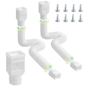 【Summervibes】VEVOR Rain Gutter Downspout Extensions, 2-Pack Flexible Downspout Extender, Down Spout Drain Extension Extendable from 22" to 63", Gutter Extensions with Adapters, for Rainwater Drainage, White
