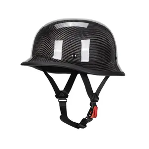 KAESE Carbon Fiber German Style Half Helmet DOT Approved with Free Face Bandana Retro Motorcycle Open Face 530g Ultra Light