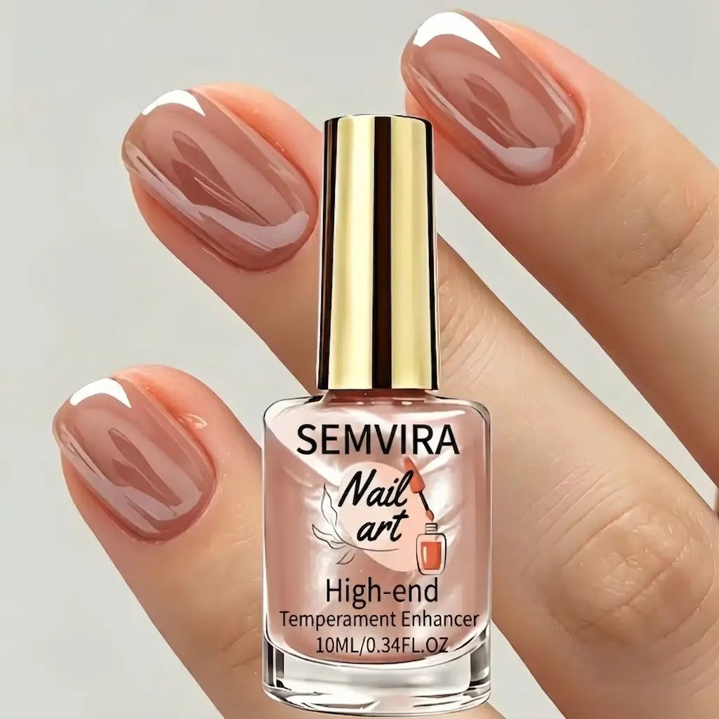 10ml Rose Nude Nail Polish – Soft Beige Pink Glass Shine Finish, Luxury Natural Gloss Color, Quick Dry Long-Lasting Nail Lacquer for Clean Girl Manicure & Daily Wear