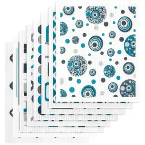 Homey Kitchen Swedish Dishcloths 8 Pack Eco-Friendly Reusable Cellulose Cotton Blend Super Absorbent Soft Odor-Free Orange Prints Versatile Cleaning Cloths