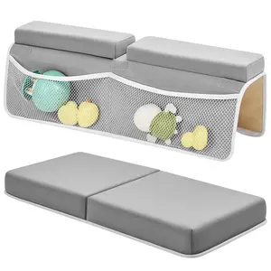 Bath Kneeler and Elbow Rest Pad Set - 26'' Extra Long and 2.4'' Thick, Quick Dry Kneeling Pad for Bathing girls and boys with Knee & Arm Support, Foldable Non-Slip Bathtub Mat with Toys Organizer, Gift for Summer, Mother'sDay Gifts